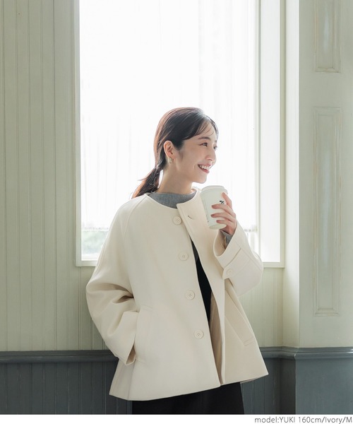 「coca（coca）」 ノーカラージャケット L アイボリー レディース_画像8