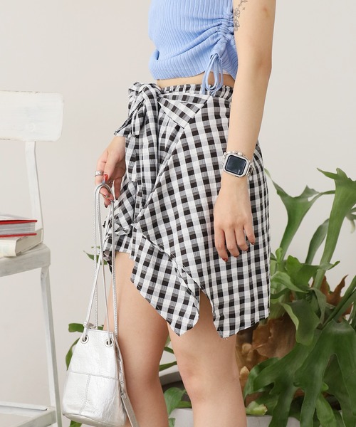 ROPÉ CITY チェック柄フリルスカート レトロ 日本製 新品タグ付 スカート シャツ巻き風 チェック柄スカート : ZOZOTOWN Yahoo!店