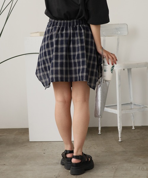 ROOP TOKYO スカート Check skirt with waist-wrap style design