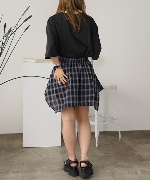 ROOP TOKYO スカート Check skirt with waist-wrap style design