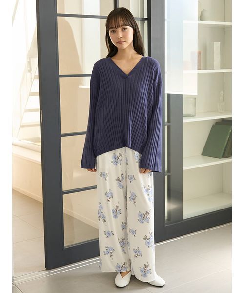 gelato pique（ジェラートピケ） パジャマ ルームウェア 中花柄ロング