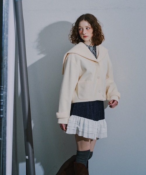 HEIREN コート アウター 「HEIREN」セーラーカラーウール調ショート