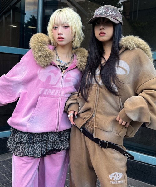 A'gem（エージェム） パーカー A'GEM/9 × .kom ファー付加工ジップ