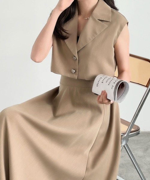 「ECLIN」 セットアップ L ベージュ レディース_画像8