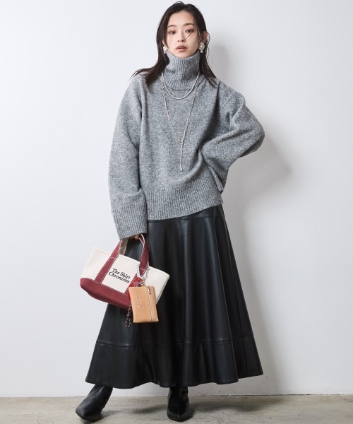 CHIC STYLE（シックスタイル） スカート フェイクレザーフレアスカート