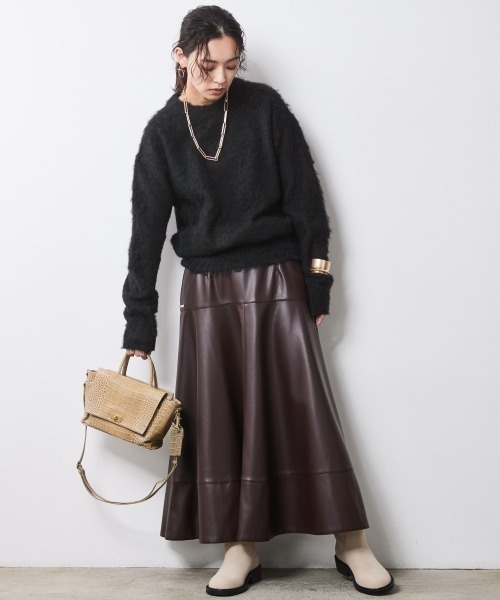 CHIC STYLE（シックスタイル） スカート フェイクレザーフレアスカート