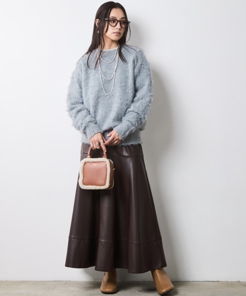 CHIC STYLE（シックスタイル） スカート フェイクレザーフレアスカート