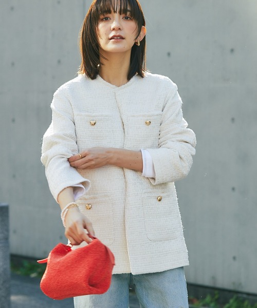 リヴドロワ　　ツイードジャケット　オーバージャケット 着映え間違いなし！】ツイードオーバージャケット | RIVE DROITE