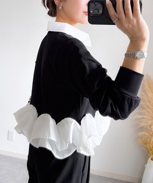 ○数量限定＊袖フリルスウェットトップス○ KOBE LETTUCE（神戸レタス） トレーナー スウェット 袖フリルショート