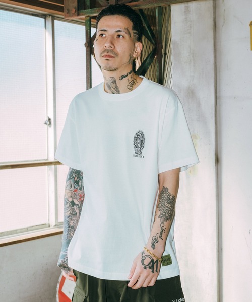 「Subciety」 半袖Tシャツ MEDIUM ホワイト×ゴールド メンズ_画像3