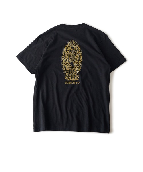 「Subciety」 半袖Tシャツ MEDIUM ホワイト×ゴールド メンズ_画像4