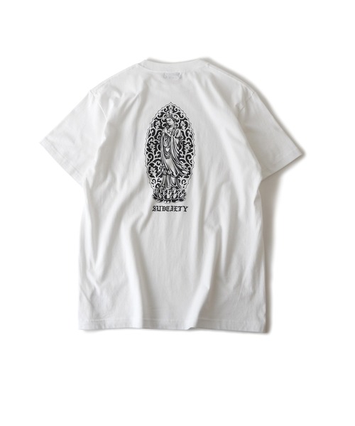 「Subciety」 半袖Tシャツ MEDIUM ホワイト×ゴールド メンズ_画像6