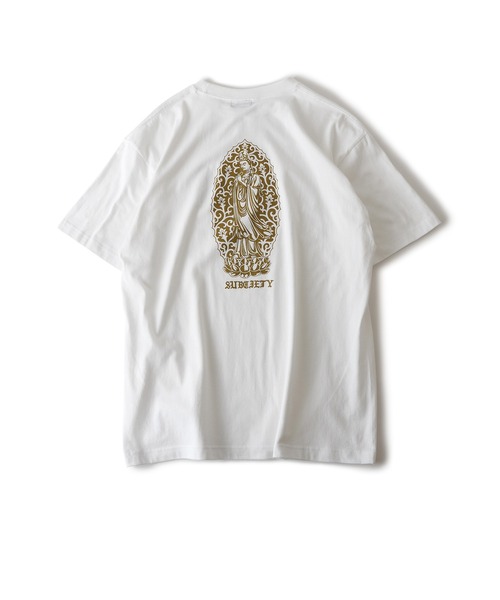 「Subciety」 半袖Tシャツ MEDIUM ホワイト×ゴールド メンズ_画像7