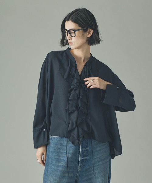 Curensology（カレンソロジー） ブラウス シャツ /ウールMIXビエラ