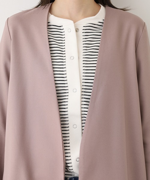 L OMNES オムネス ノーカラー ストレッチ セットアップ ママスーツ 良品 OMNES（オムネス） ジャケット ノーカラージャケット OMNES Another
