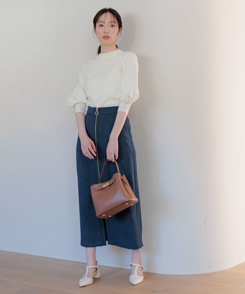 「Andemiu」 7分袖ニット FREE ネイビー レディース_画像4