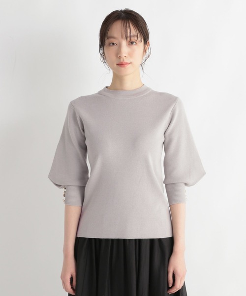 「Andemiu」 7分袖ニット FREE ネイビー レディース_画像6