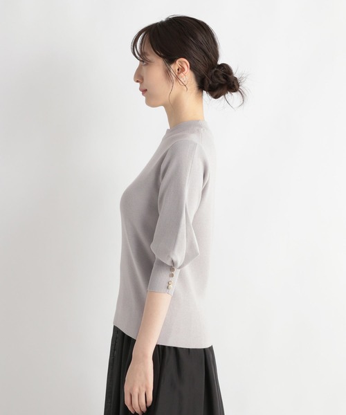 「Andemiu」 7分袖ニット FREE ネイビー レディース_画像7