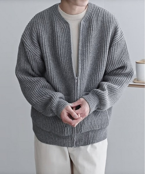 「JOHNNY WOLF」 ニットカーディガン M ホワイト メンズ_画像2