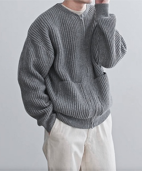 「JOHNNY WOLF」 ニットカーディガン M ホワイト メンズ_画像3