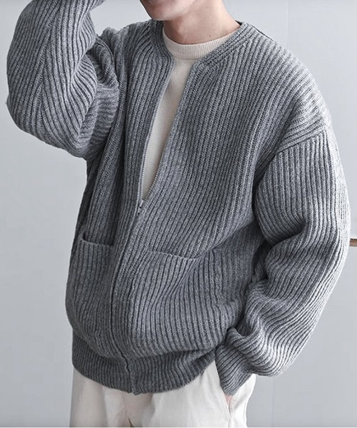 「JOHNNY WOLF」 ニットカーディガン M ホワイト メンズ_画像4