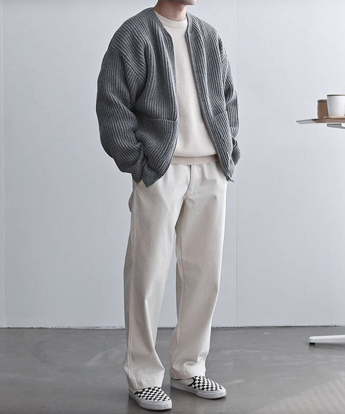 「JOHNNY WOLF」 ニットカーディガン M ホワイト メンズ_画像5