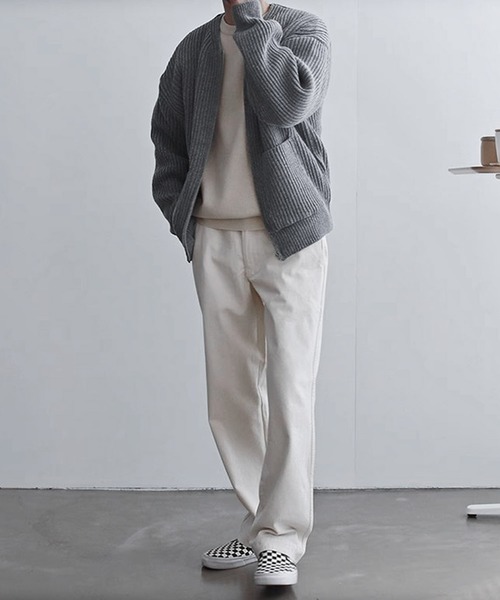 「JOHNNY WOLF」 ニットカーディガン M ホワイト メンズ_画像6