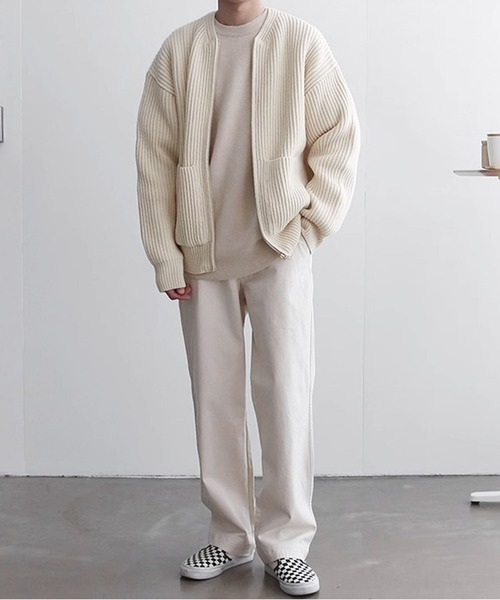 「JOHNNY WOLF」 ニットカーディガン M ホワイト メンズ_画像9