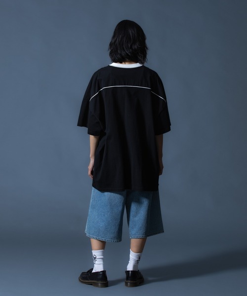 X-girl（エックスガール） ワンピース 半袖 FACE LABEL NUMBER BIG TEE