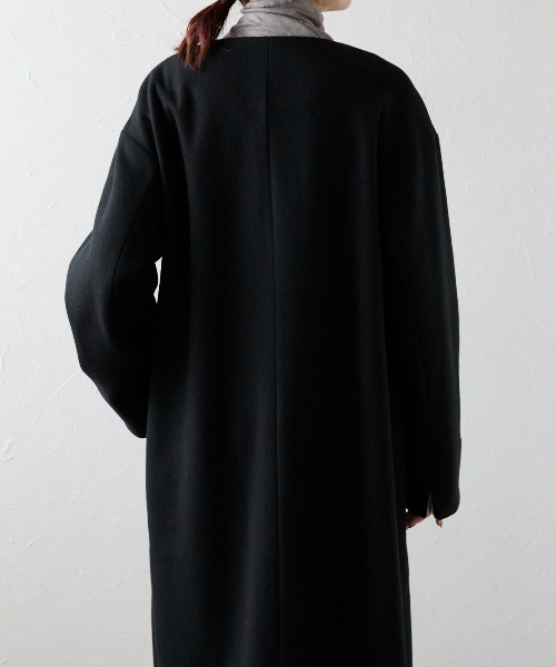 「＆HALF」 ノーカラーコート M ベージュ レディース_画像9