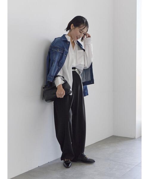 ち*ー様 春物 新品 スーパービューティー ノーカラーデニム風ストレッチジャケッ Te chichi（テチチ） ジャケット ノーカラージャケット デニム