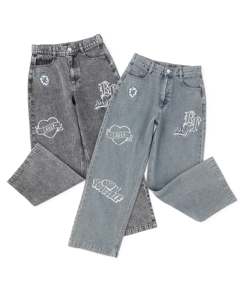 LOVETOXIC パンツ 「LTXC」ワッペンデザインデニムパンツ キッズ 子供 LOVETOXIC パンツ 「LTXC」ワッペンデザインデニムパンツ キッズ 子供