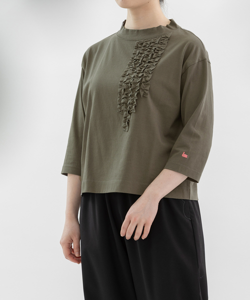 nop de nod（ノップドゥノッド） tシャツ モックネック6分袖フリルT