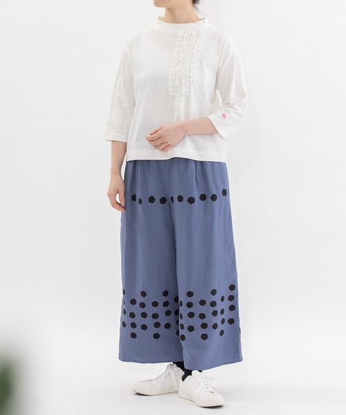 nop de nod（ノップドゥノッド） tシャツ モックネック6分袖フリルT