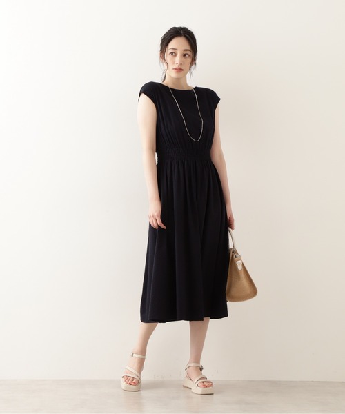 「NATURAL BEAUTY BASIC」 半袖ワンピース SMALL ネイビー レディース_画像5