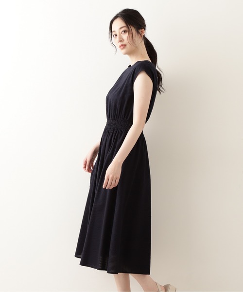 「NATURAL BEAUTY BASIC」 半袖ワンピース SMALL ネイビー レディース_画像6