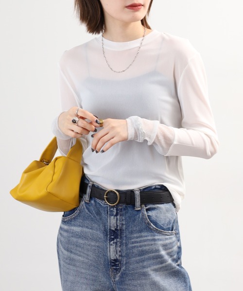 gleam tシャツ フェイクレイヤードクルーネックニットソー 長袖 