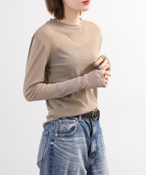 gleam tシャツ フェイクレイヤードクルーネックニットソー 長袖 