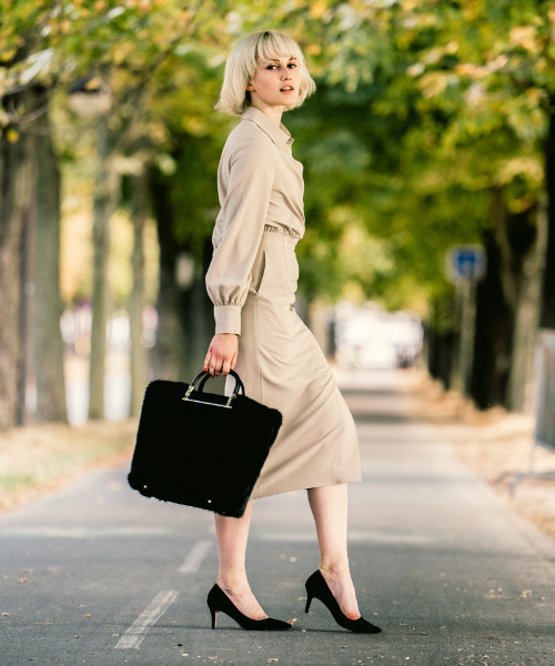 「JENNE」 長袖ワンピース MEDIUM ベージュ レディース_4