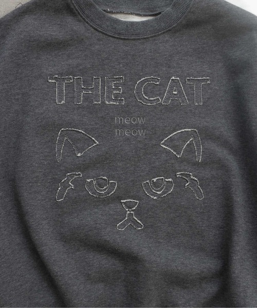 トレーナー スウェット 「オリジナル図案」ネコ刺繍スウェット レディース_17