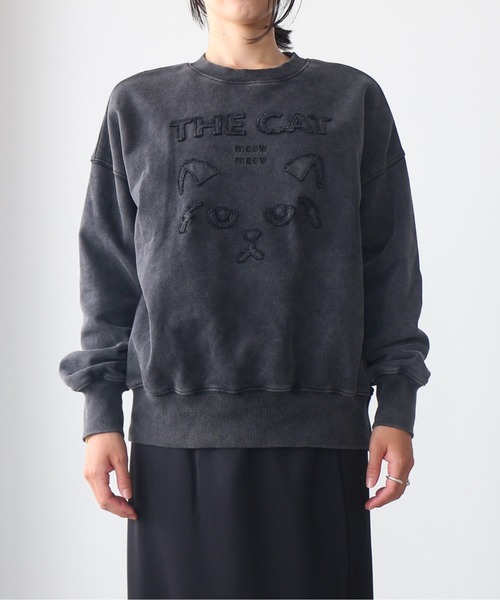 トレーナー スウェット 「オリジナル図案」ネコ刺繍スウェット レディース_14