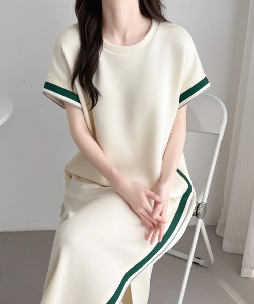 ABITOKYO（アビトーキョー） ワンピース 半袖 スリット配色ライン