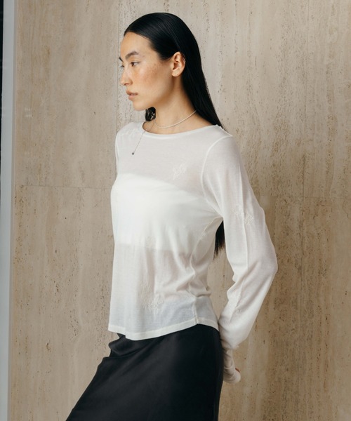 CREDONA（クレドナ） tシャツ EMBROIDERY SHEER TOPS/エンブロイダリー