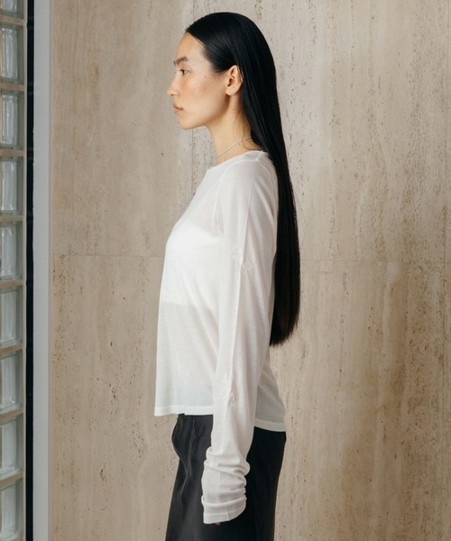 CREDONA（クレドナ） tシャツ EMBROIDERY SHEER TOPS/エンブロイダリー
