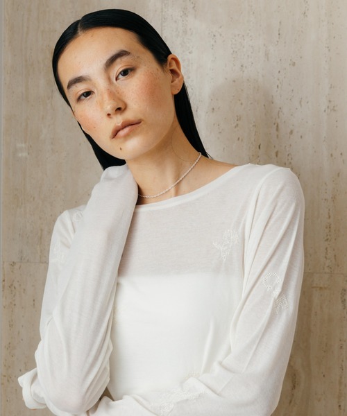 CREDONA（クレドナ） tシャツ EMBROIDERY SHEER TOPS/エンブロイダリー