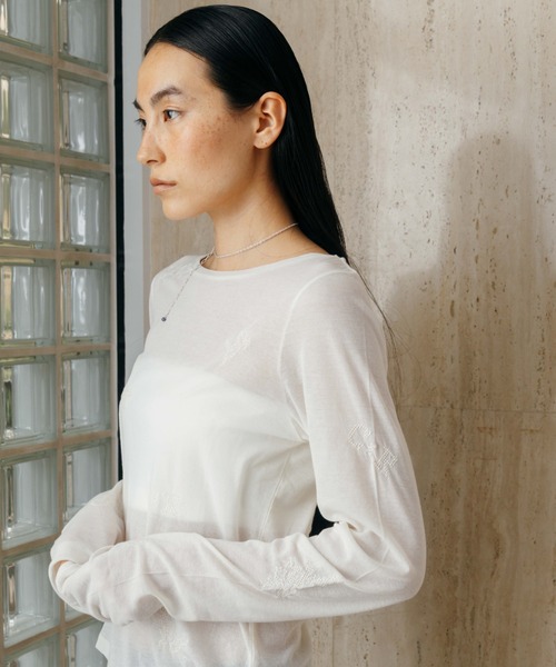 CREDONA（クレドナ） tシャツ EMBROIDERY SHEER TOPS/エンブロイダリー