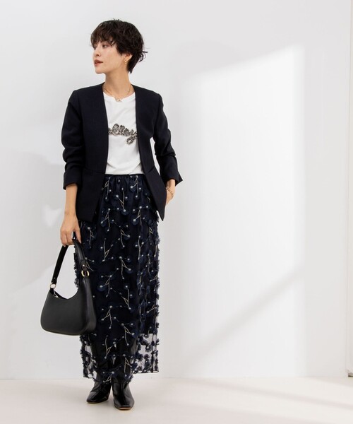 「NOLLEY'S」 ノーカラージャケット 36 オフホワイト レディース_画像2