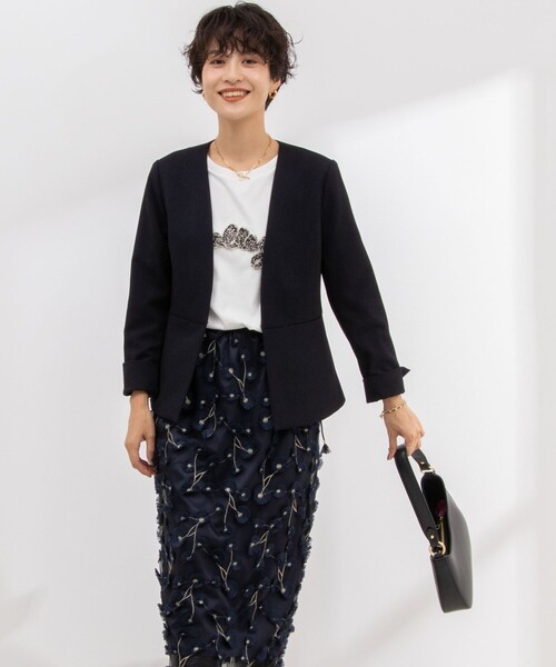 「NOLLEY'S」 ノーカラージャケット 36 オフホワイト レディース_画像5
