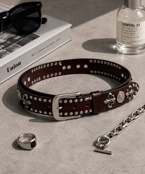 VIBGYOR ベルト 「Bls」「ZA」「Bling Leads」本革スタッズベルト(BL