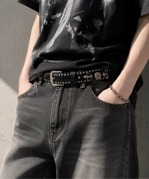 VIBGYOR ベルト 「Bls」「ZA」「Bling Leads」本革スタッズベルト(BL